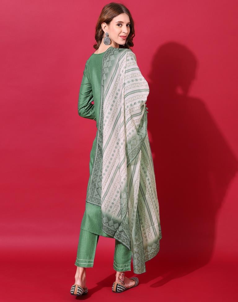 Green Kurti With Pant And Dupatta | Leemboodi