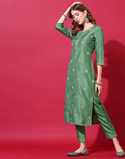 Green Kurti With Pant And Dupatta | Leemboodi