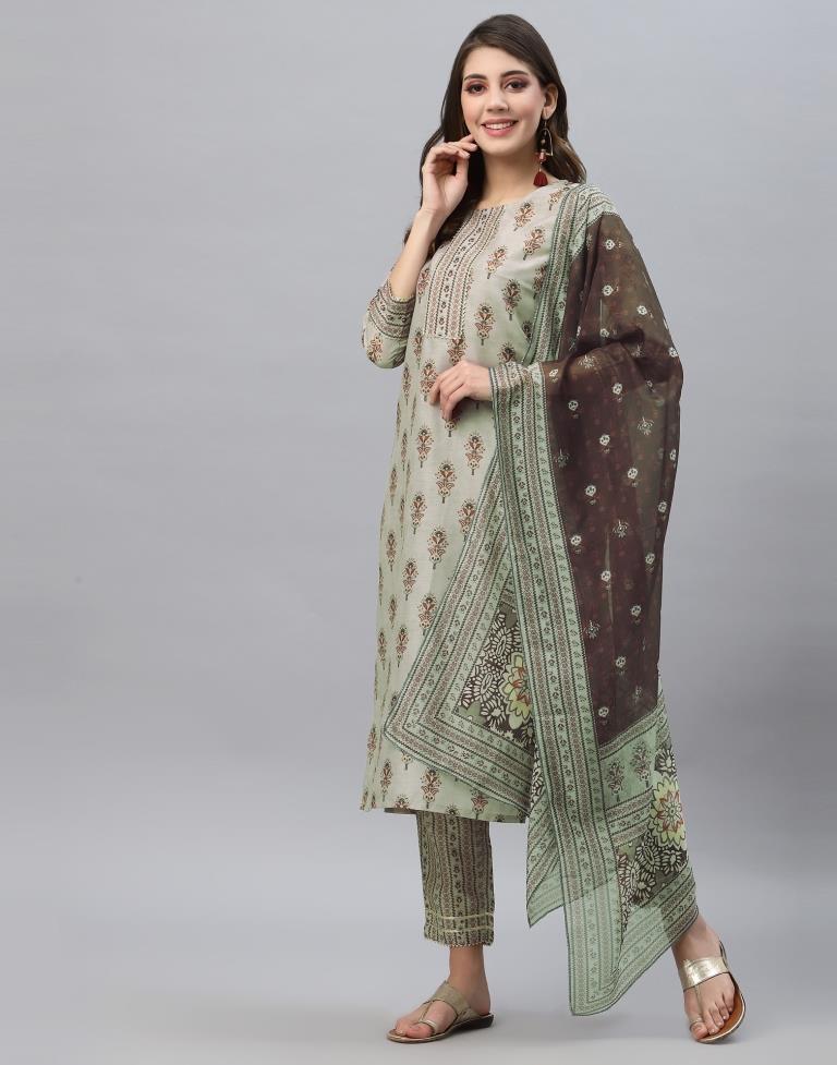 Green Kurti With Pant And Dupatta | Leemboodi