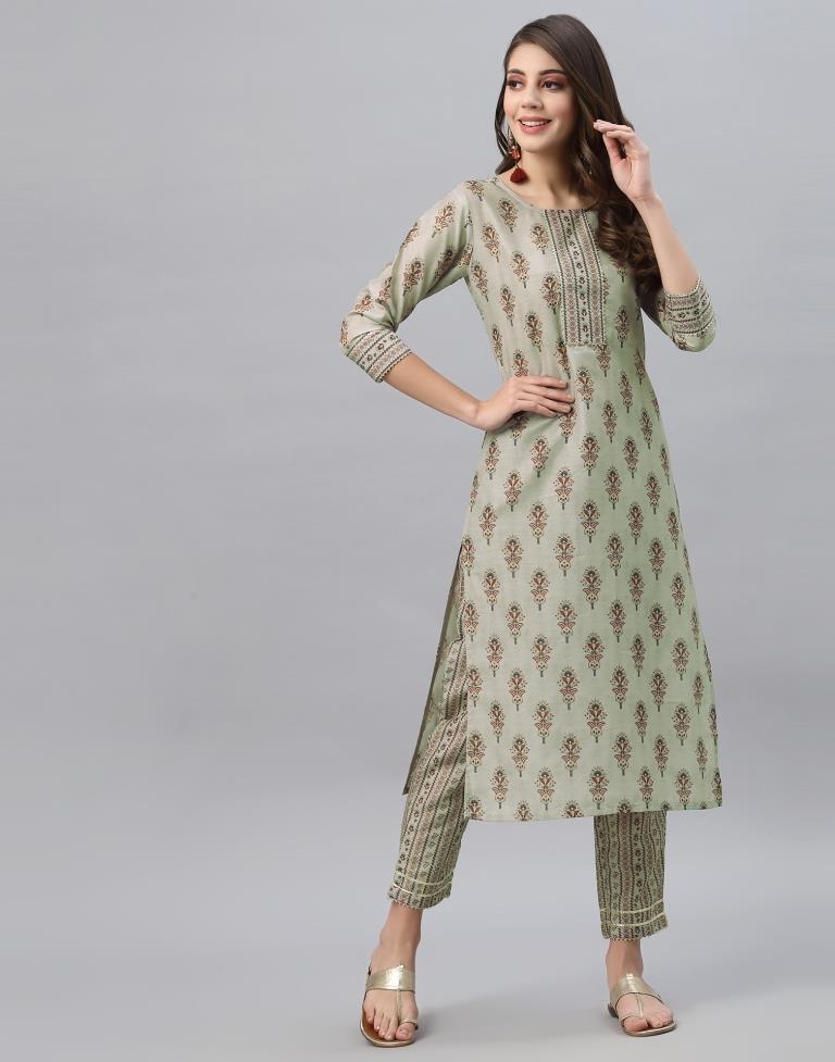 Green Kurti With Pant And Dupatta | Leemboodi