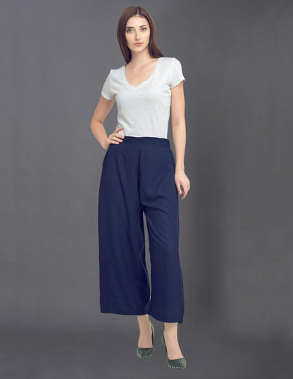 Outstanding Navy Blue Coloured Dyed Rayon Palazzo | Sudathi