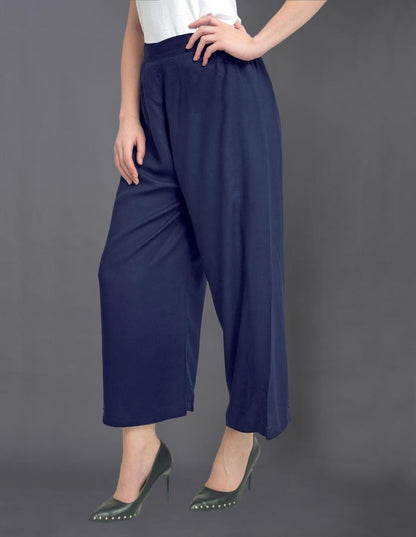 Outstanding Navy Blue Coloured Dyed Rayon Palazzo | Sudathi
