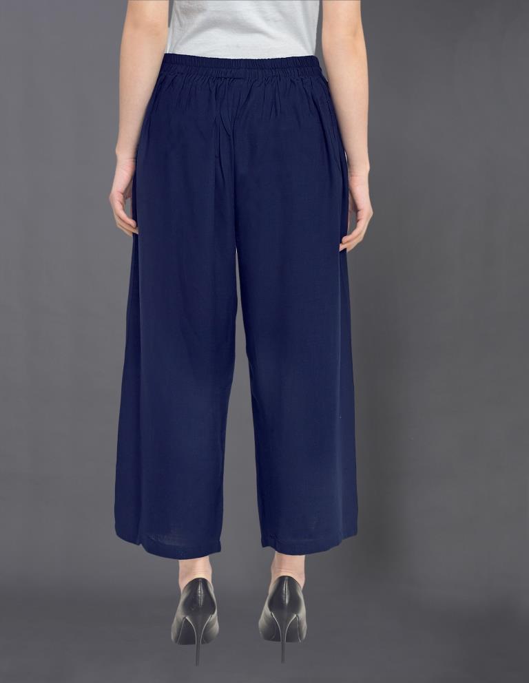 Outstanding Navy Blue Coloured Dyed Rayon Palazzo | Sudathi