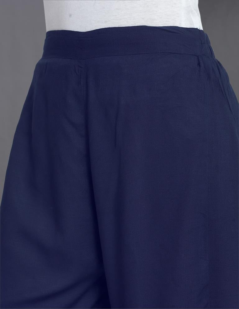 Outstanding Navy Blue Coloured Dyed Rayon Palazzo | Sudathi