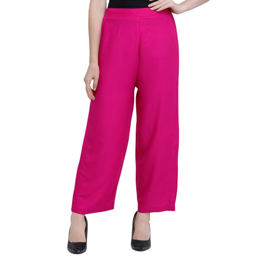 Pink Coloured Plain Rayon Plazzo | Sudathi