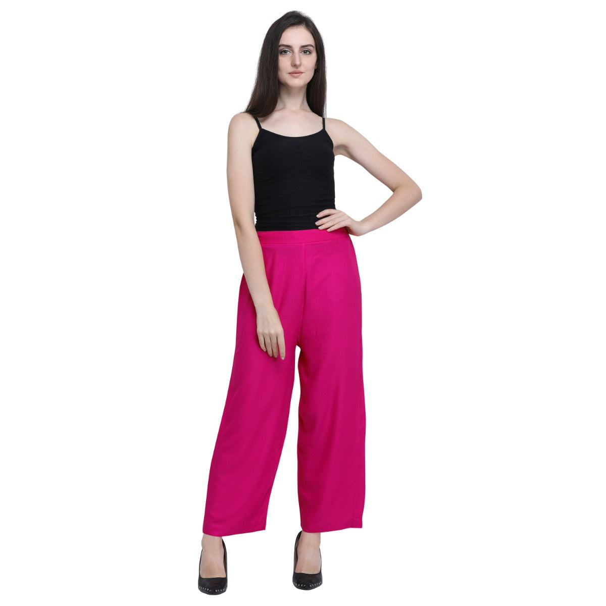 Pink Coloured Plain Rayon Plazzo | Sudathi