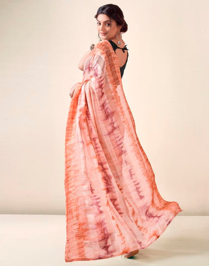 Ready to Wear Light Peach Georgette Printed Saree