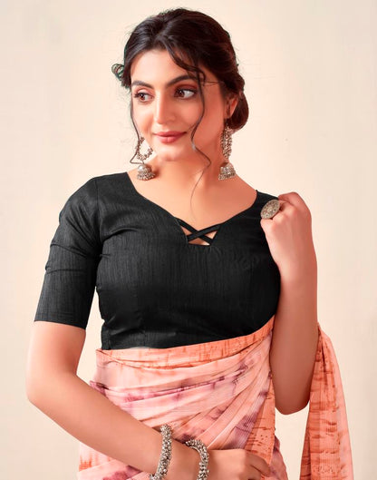 Ready to Wear Light Peach Georgette Printed Saree