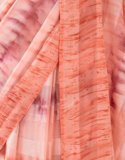 Ready to Wear Light Peach Georgette Printed Saree