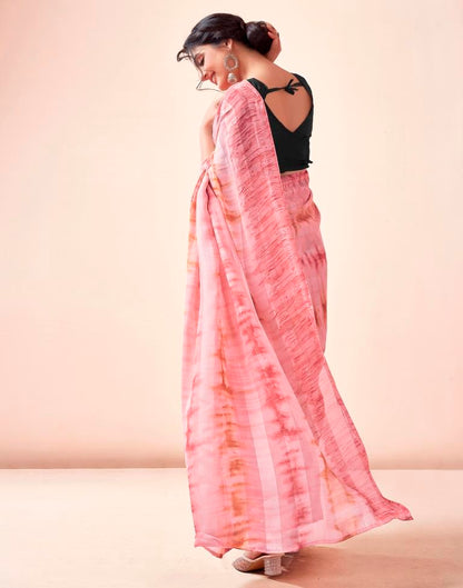 Ready to Wear Light Pink Georgette Printed Saree