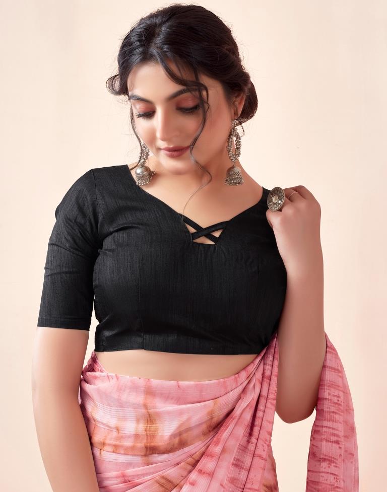 Ready to Wear Light Pink Georgette Printed Saree