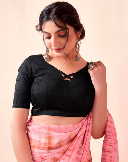 Ready to Wear Light Pink Georgette Printed Saree