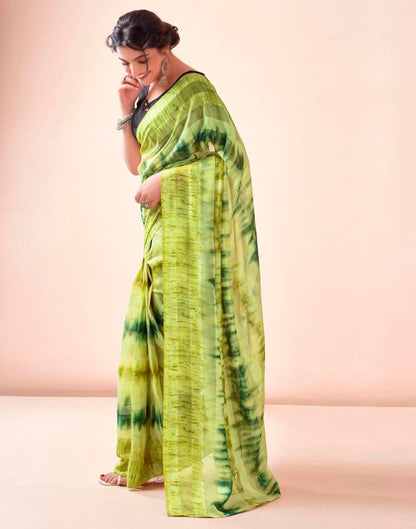 Ready to Wear Green Georgette Printed Saree