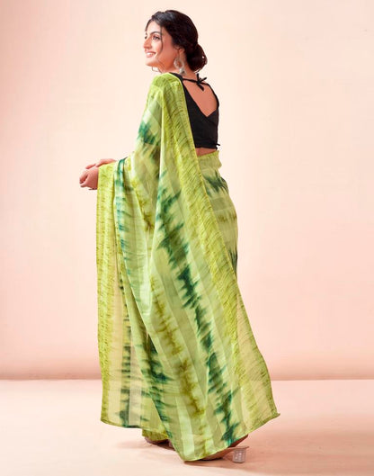 Ready to Wear Green Georgette Printed Saree