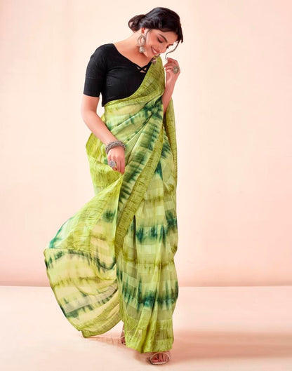 Ready to Wear Green Georgette Printed Saree