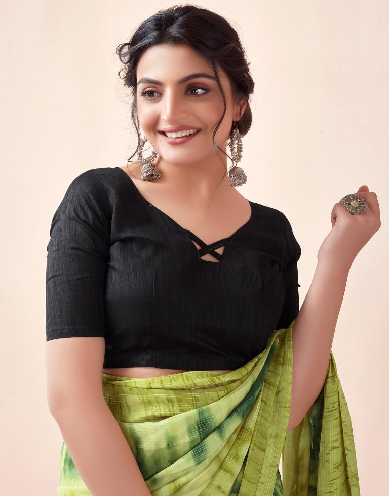 Ready to Wear Green Georgette Printed Saree