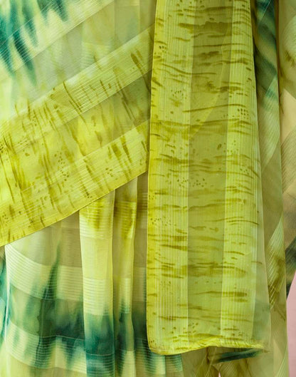 Ready to Wear Green Georgette Printed Saree