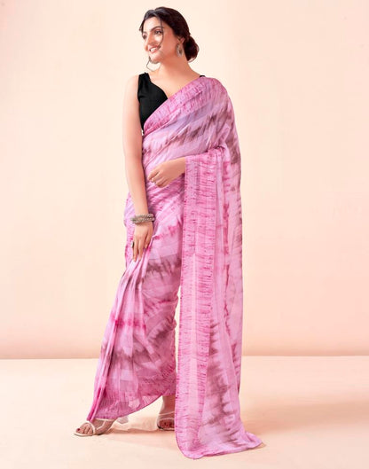 Ready to Wear Light Pink Georgette Printed Saree