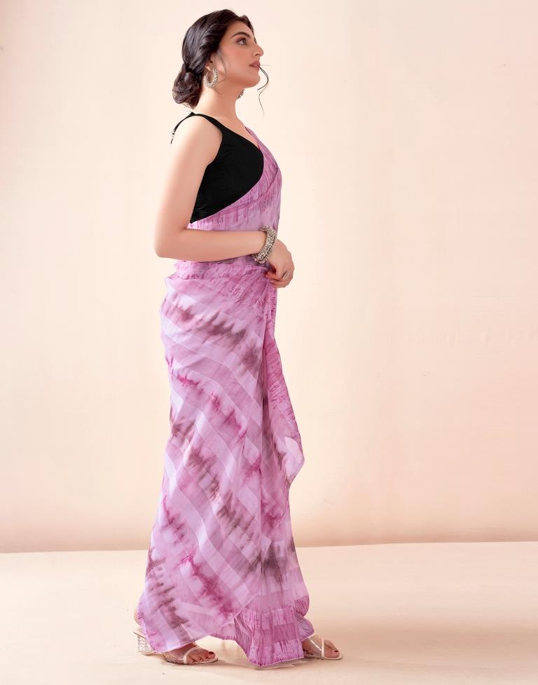 Ready to Wear Light Pink Georgette Printed Saree