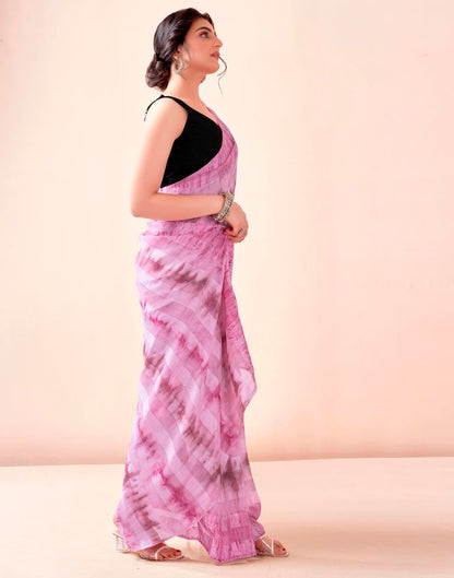 Ready to Wear Light Pink Georgette Printed Saree