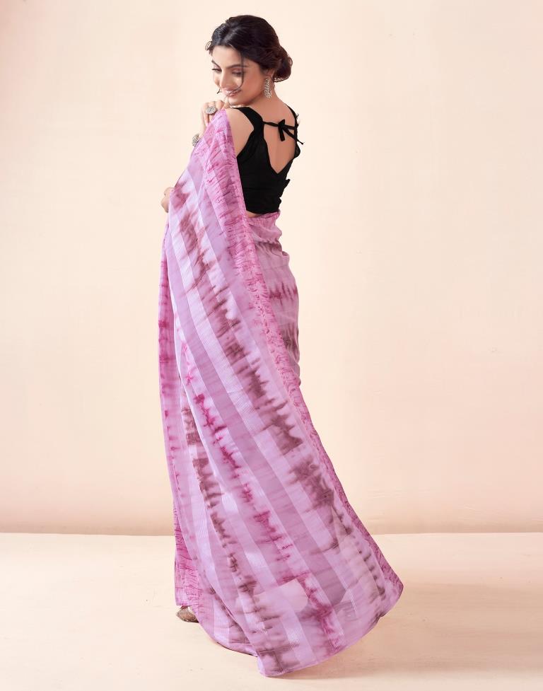 Ready to Wear Light Pink Georgette Printed Saree
