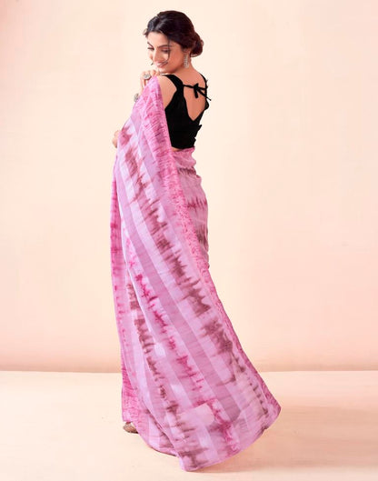 Ready to Wear Light Pink Georgette Printed Saree