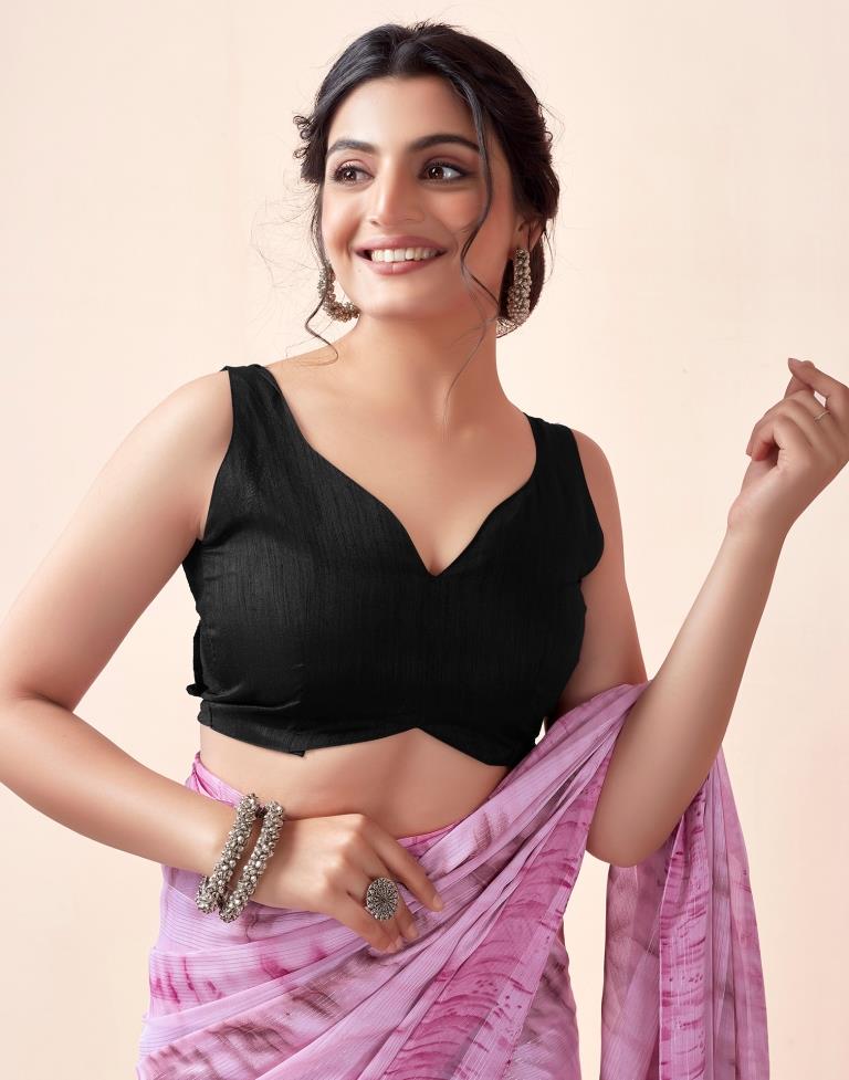 Ready to Wear Light Pink Georgette Printed Saree