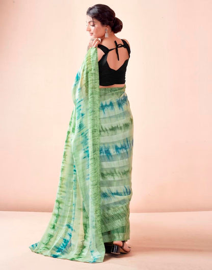 Ready to Wear Pista Green Georgette Printed Saree