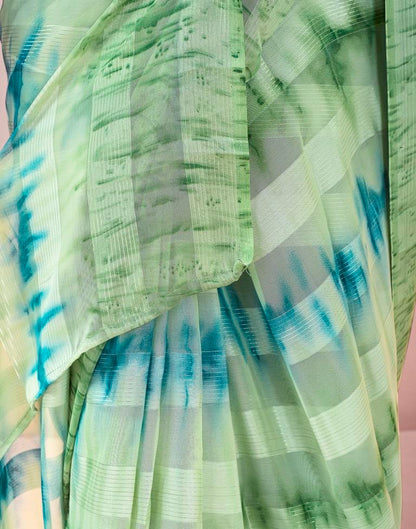 Ready to Wear Pista Green Georgette Printed Saree