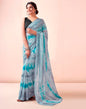 Ready to Wear Mint Grey Georgette Printed Saree