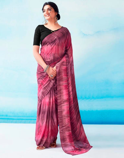 Ready to Wear Wine Georgette Printed Saree