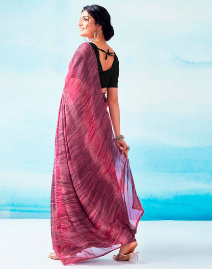 Ready to Wear Wine Georgette Printed Saree