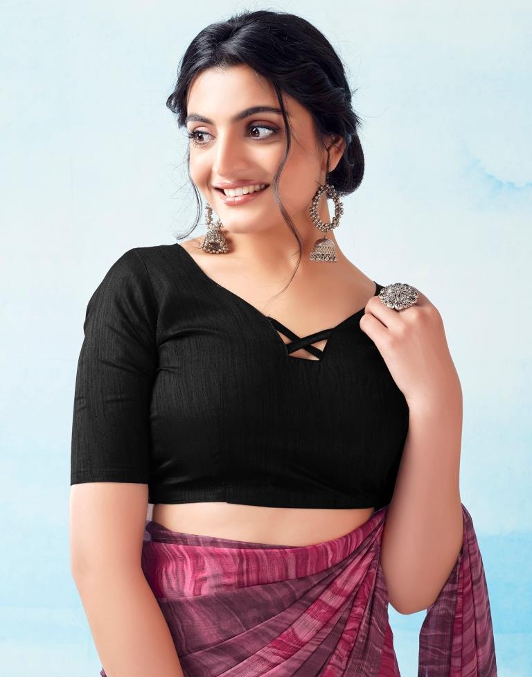 Ready to Wear Wine Georgette Printed Saree