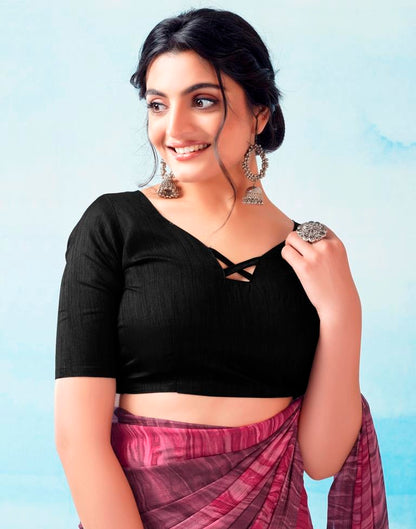 Ready to Wear Wine Georgette Printed Saree