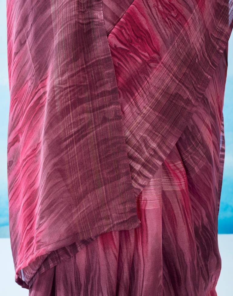 Ready to Wear Wine Georgette Printed Saree