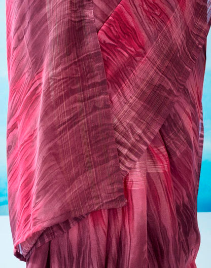 Ready to Wear Wine Georgette Printed Saree