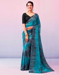 Ready to Wear Grey & Blue Georgette Printed Saree
