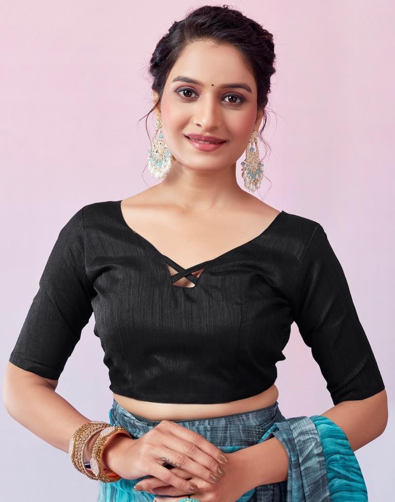 Ready to Wear Grey & Blue Georgette Printed Saree