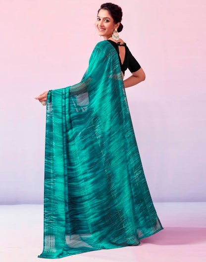 Ready to Wear Turquoise Georgette Printed Saree