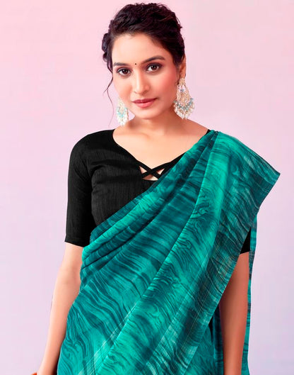 Ready to Wear Turquoise Georgette Printed Saree