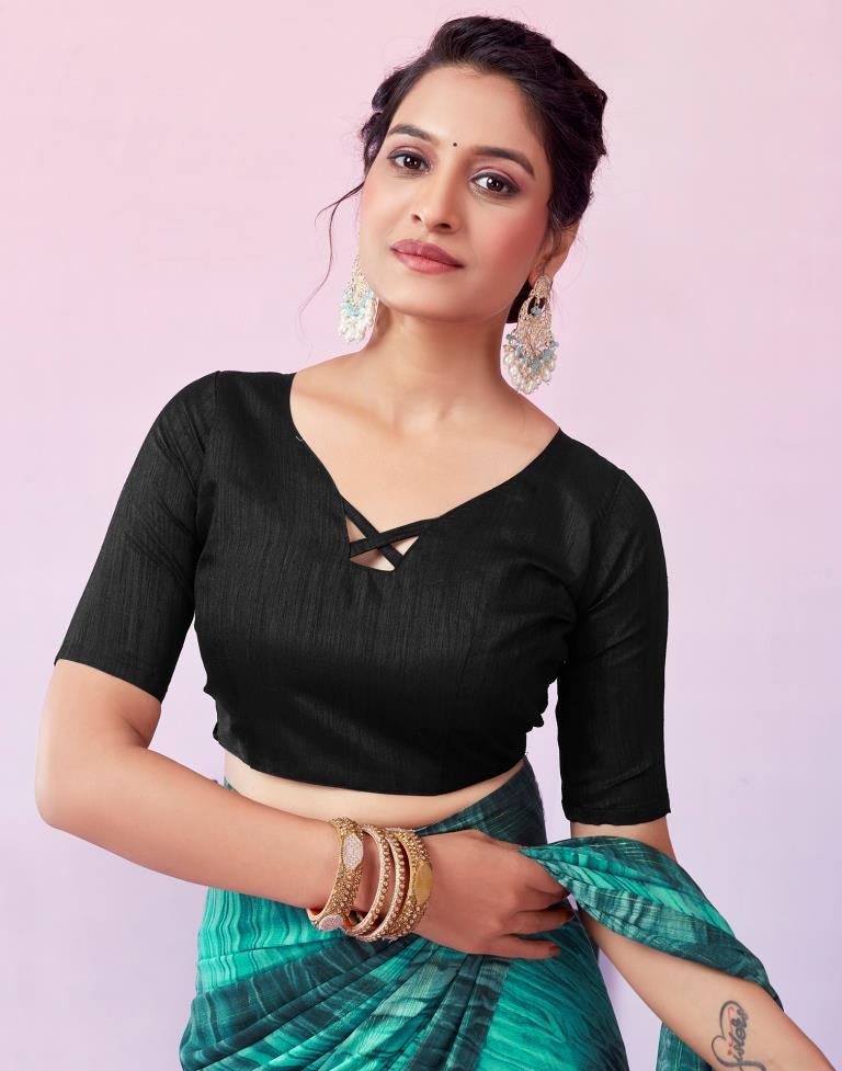 Ready to Wear Turquoise Georgette Printed Saree