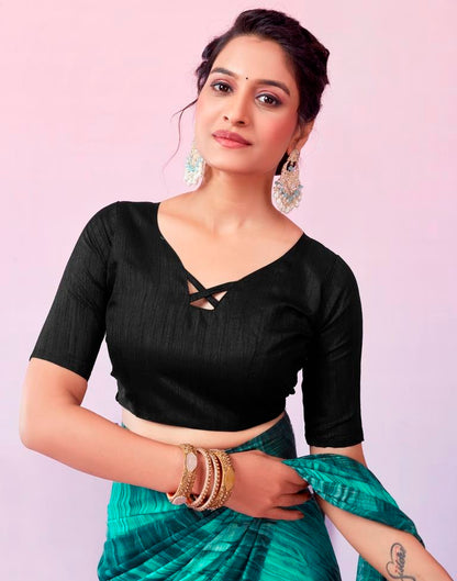 Ready to Wear Turquoise Georgette Printed Saree