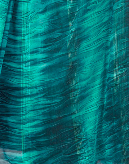 Ready to Wear Turquoise Georgette Printed Saree