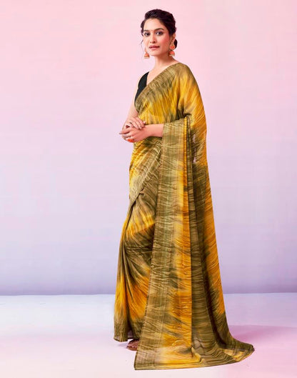 Ready to Wear Dark Beige Georgette Printed Saree