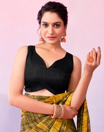 Ready to Wear Dark Beige Georgette Printed Saree