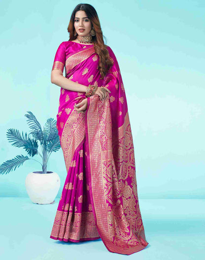 Rani Pink Jacquard Silk Saree