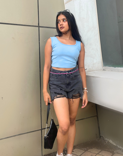 Pastel Blue Square Neck Tank Top | Sudathi