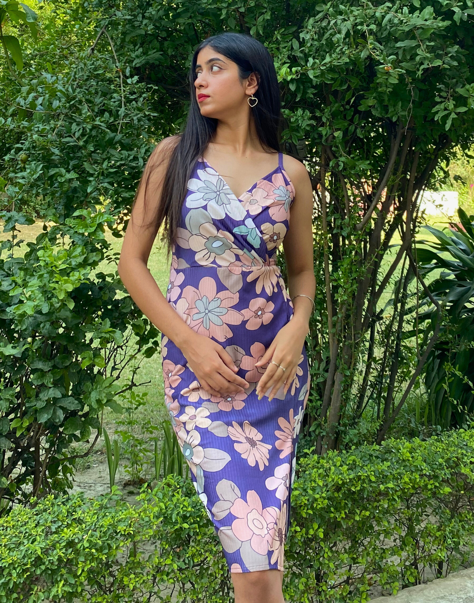 Purple Wrap Slit Bodycon | Leemboodi