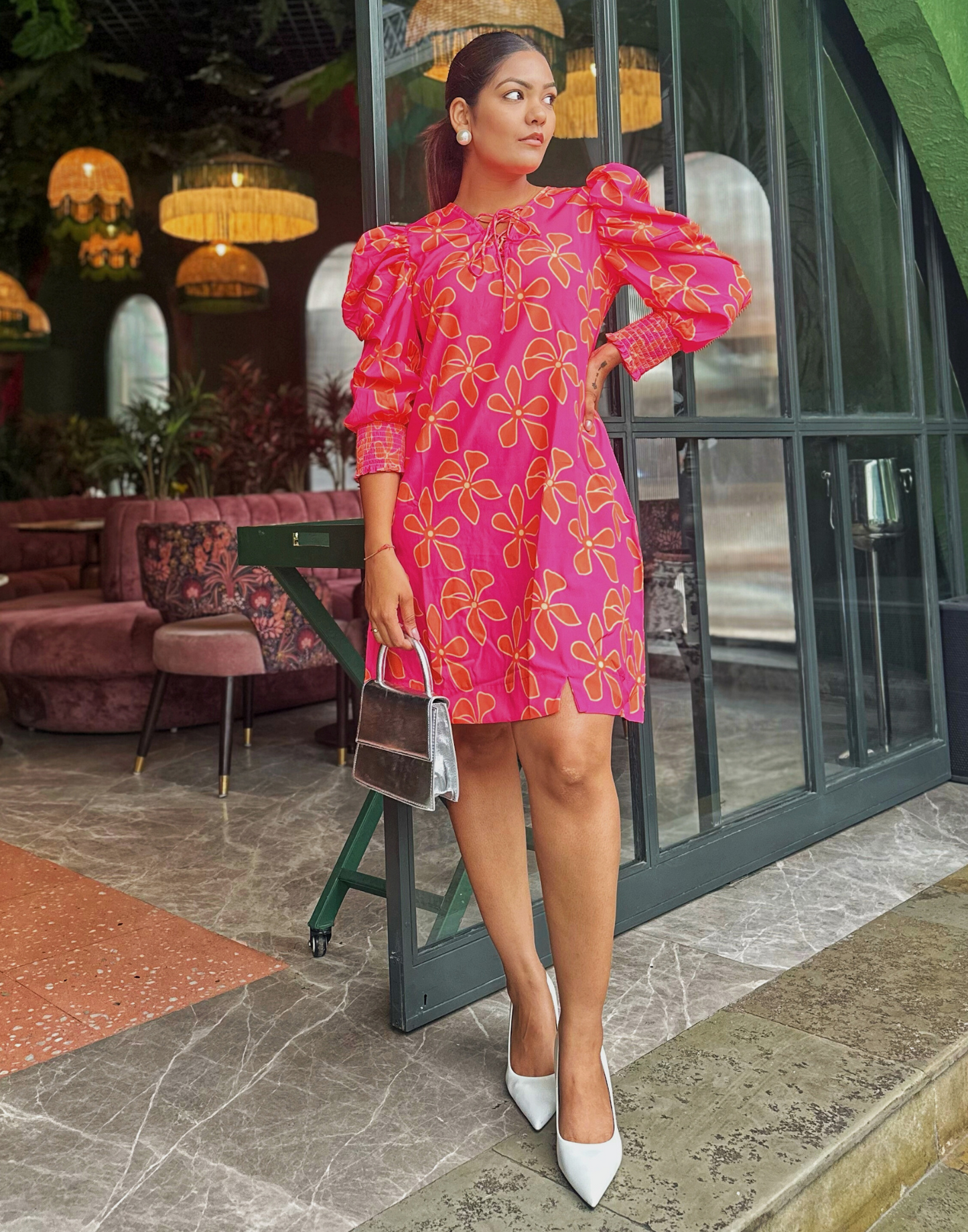 Pink Puff sleeve dress | Leemboodi