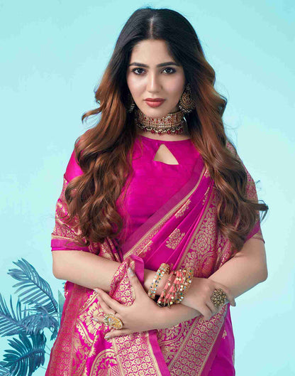 Rani Pink Jacquard Silk Saree